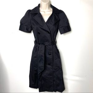 Club Monaco black trench Style  button front short sleeve Dress size 2